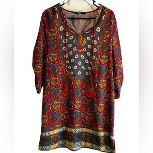 Urban CoCo Women’s Colorful Patterned Dress 3/4-Length Sleeves Sz. Large